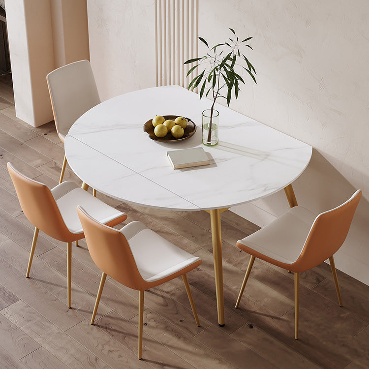 Table de salle à manger extensible moderne avec plateau en pierre et 4 pieds
