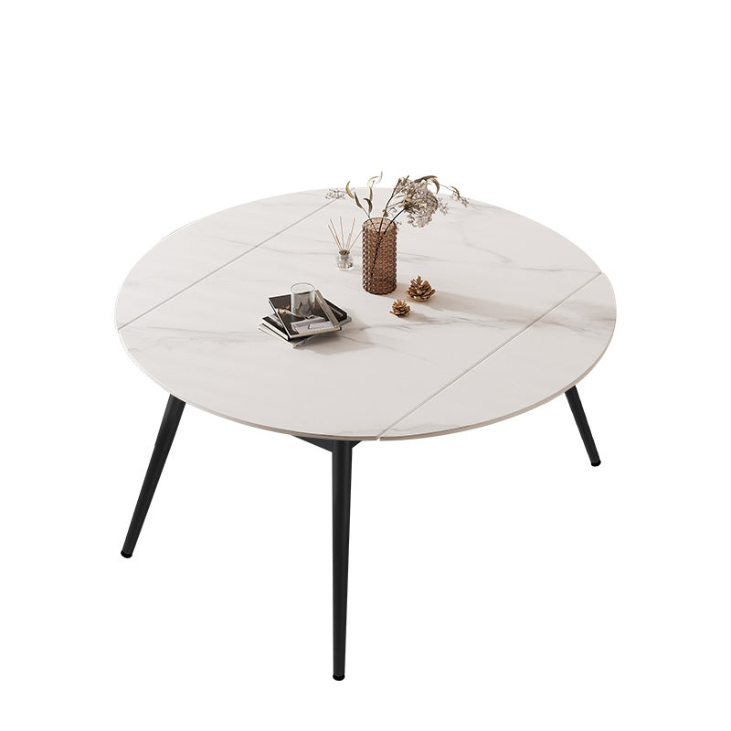 Table de salle à manger extensible moderne avec plateau en pierre et 4 pieds
