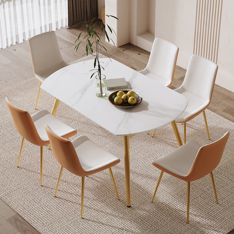 Table de salle à manger extensible moderne avec plateau en pierre et 4 pieds