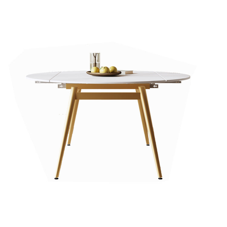 Table de salle à manger extensible moderne avec plateau en pierre et 4 pieds