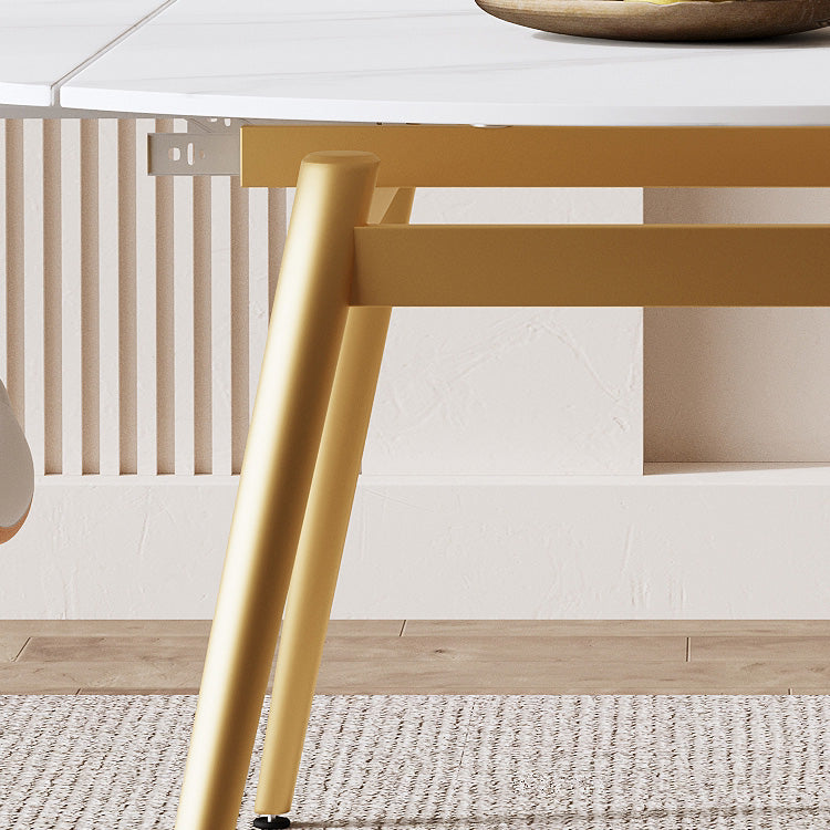 Table de salle à manger extensible moderne avec plateau en pierre et 4 pieds