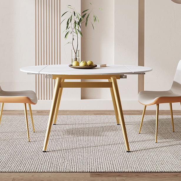 Table de salle à manger extensible moderne avec plateau en pierre et 4 pieds