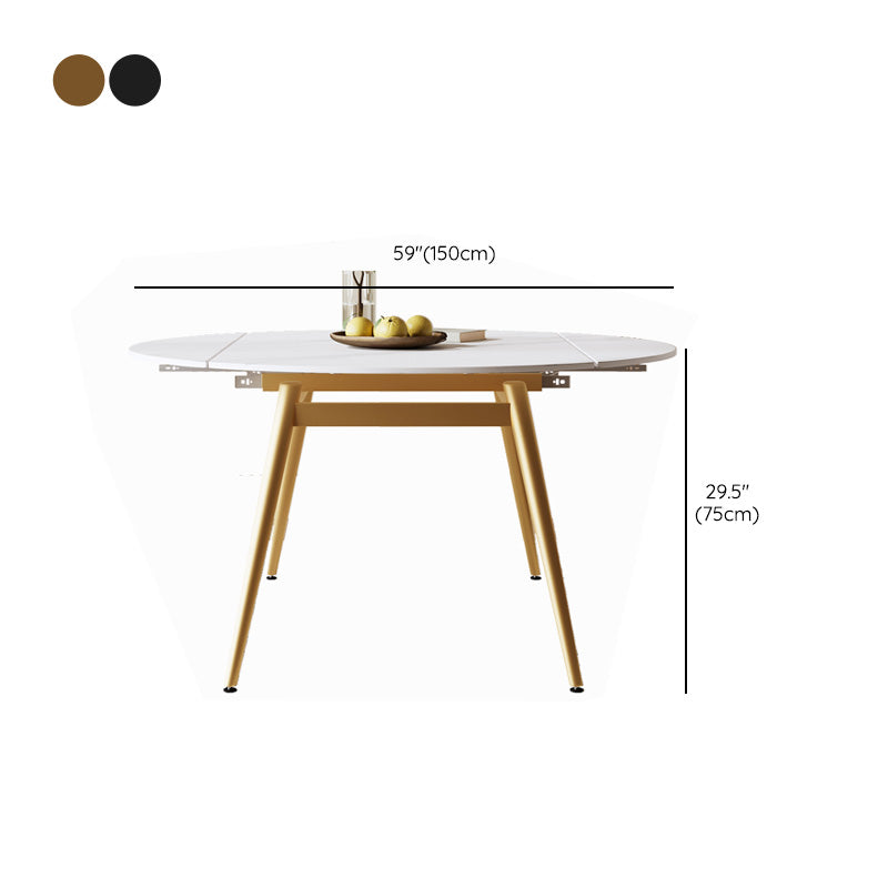 Table de salle à manger extensible moderne avec plateau en pierre et 4 pieds