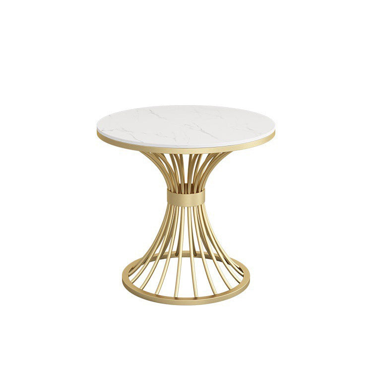 White Faux Marble Dining Table Traditional Luxury Round Table for Home White-Gold 31.5"L x 31.5"W x 29.5"H Without Chairs Clearhalo 'Dining Tables & Seating' 'Dining Tables' 'dining_table' 'furn' 'furn_dining_table' 'Furniture' 'Kitchen & Dining Furniture' 6592900