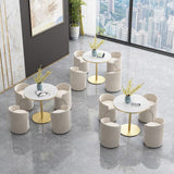 White Faux Marble Dining Table Traditional Luxury Round Table for Home Clearhalo 'Dining Tables & Seating' 'Dining Tables' 'dining_table' 'furn' 'furn_dining_table' 'Furniture' 'Kitchen & Dining Furniture' 6592902