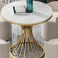 White Faux Marble Dining Table Traditional Luxury Round Table for Home Clearhalo 'Dining Tables & Seating' 'Dining Tables' 'dining_table' 'furn' 'furn_dining_table' 'Furniture' 'Kitchen & Dining Furniture' 6592905