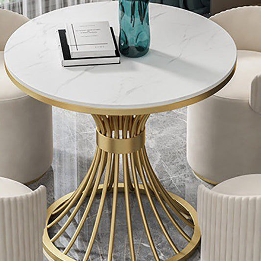 White Faux Marble Dining Table Traditional Luxury Round Table for Home Clearhalo 'Dining Tables & Seating' 'Dining Tables' 'dining_table' 'furn' 'furn_dining_table' 'Furniture' 'Kitchen & Dining Furniture' 6592905