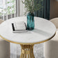 White Faux Marble Dining Table Traditional Luxury Round Table for Home Clearhalo 'Dining Tables & Seating' 'Dining Tables' 'dining_table' 'furn' 'furn_dining_table' 'Furniture' 'Kitchen & Dining Furniture' 6592906