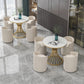 White Faux Marble Dining Table Traditional Luxury Round Table for Home Clearhalo 'Dining Tables & Seating' 'Dining Tables' 'dining_table' 'furn' 'furn_dining_table' 'Furniture' 'Kitchen & Dining Furniture' 6592908