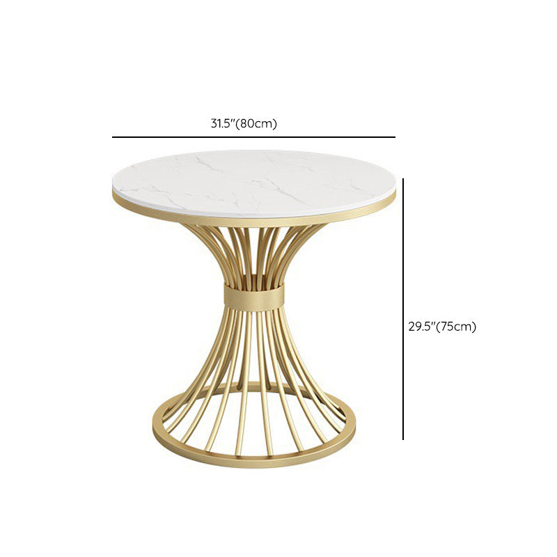 White Faux Marble Dining Table Traditional Luxury Round Table for Home Clearhalo 'Dining Tables & Seating' 'Dining Tables' 'dining_table' 'furn' 'furn_dining_table' 'Furniture' 'Kitchen & Dining Furniture' 6592914
