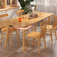 Mesa de comedor rectangular de madera maciza de pino con patas con acabado natural