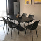 Contemporary Black Stone Dining Set 1/4/7 Pieces Rectangle Dining Table Set 7 Pieces: Table, 6 Black Chairs Clearhalo 'Dining Room Sets' 'Dining Tables & Seating' 'dining_room_set' 'furn' 'furn_dining_room_set' 'Furniture' 'Kitchen & Dining Furniture' 6592953