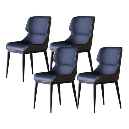 Contemporary Black Stone Dining Set 1/4/7 Pieces Rectangle Dining Table Set 4 Dark Blue Chairs Clearhalo 'Dining Room Sets' 'Dining Tables & Seating' 'dining_room_set' 'furn' 'furn_dining_room_set' 'Furniture' 'Kitchen & Dining Furniture' 6592959