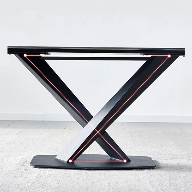 Contemporary Black Stone Dining Set 1/4/7 Pieces Rectangle Dining Table Set Clearhalo 'Dining Room Sets' 'Dining Tables & Seating' 'dining_room_set' 'furn' 'furn_dining_room_set' 'Furniture' 'Kitchen & Dining Furniture' 6592962