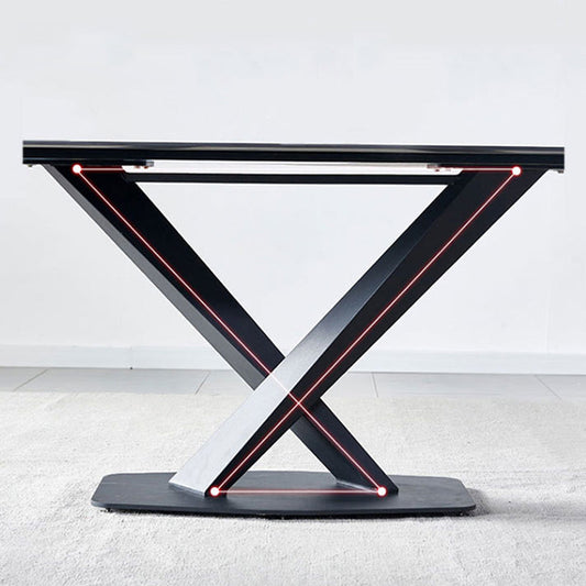 Contemporary Black Stone Dining Set 1/4/7 Pieces Rectangle Dining Table Set Clearhalo 'Dining Room Sets' 'Dining Tables & Seating' 'dining_room_set' 'furn' 'furn_dining_room_set' 'Furniture' 'Kitchen & Dining Furniture' 6592962