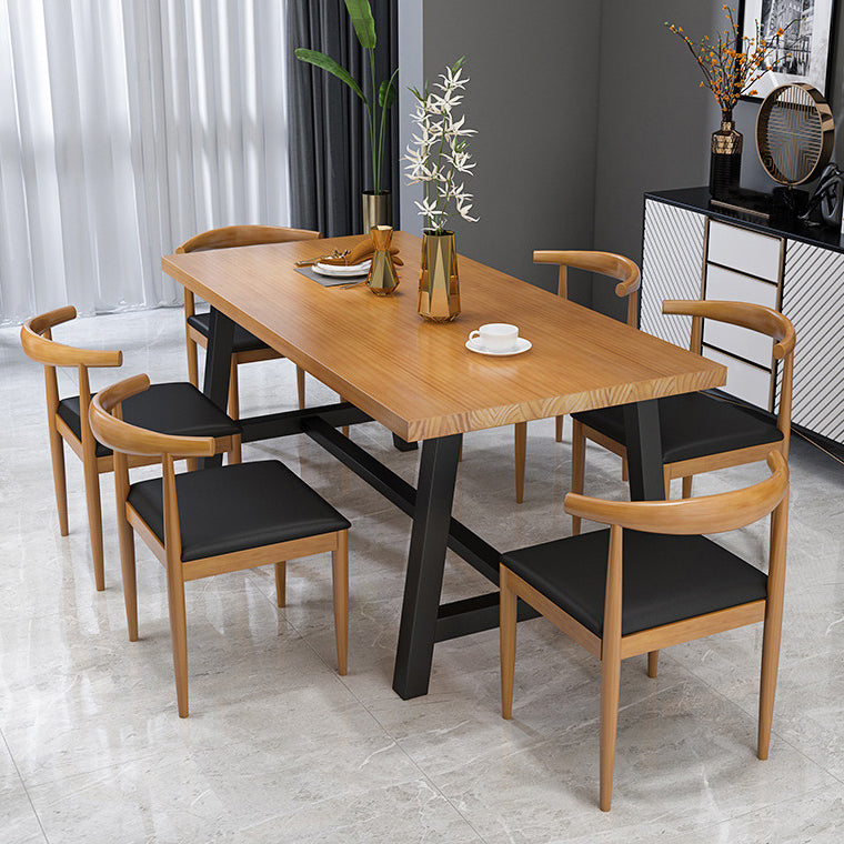 Industrial 1/4/7 Pieces Furniture Solid Wood Rectangle Dining Set in Brown