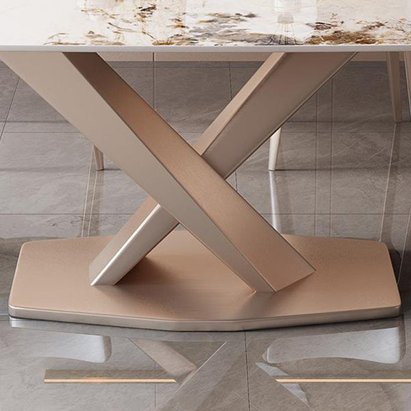 Glam Style Rectangle Table Set 1/2/5/7 Pieces Dining Set with Metal Legs for Home Use Clearhalo 'Dining Room Sets' 'Dining Tables & Seating' 'dining_room_set' 'furn' 'furn_dining_room_set' 'Furniture' 'Kitchen & Dining Furniture' 6593005