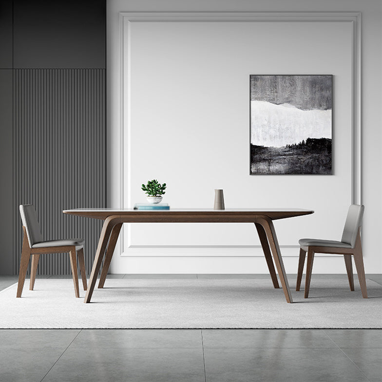 Modern Style Rectangle Table Set 1/2/3/4/5/7 Pieces Dining Set with Wood Legs 3 Pieces: Table, 2 Chairs Clearhalo 'Dining Room Sets' 'Dining Tables & Seating' 'dining_room_set' 'furn' 'furn_dining_room_set' 'Furniture' 'Kitchen & Dining Furniture' 6593014