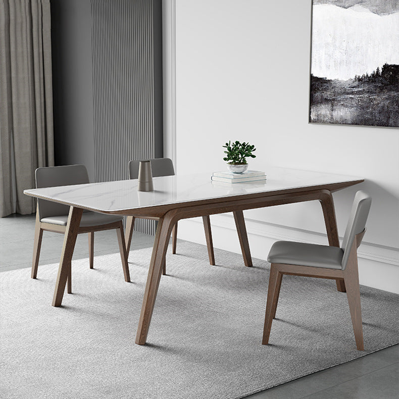 Modern Style Rectangle Table Set 1/2/3/4/5/7 Pieces Dining Set with Wood Legs 4 Pieces: Table, 3 Chairs Clearhalo 'Dining Room Sets' 'Dining Tables & Seating' 'dining_room_set' 'furn' 'furn_dining_room_set' 'Furniture' 'Kitchen & Dining Furniture' 6593016