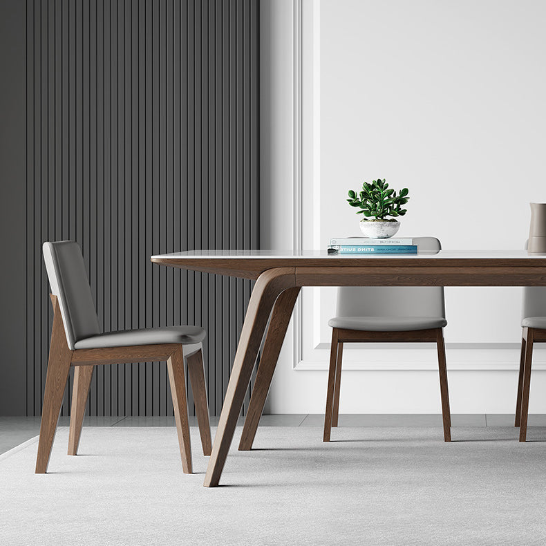 Modern Style Rectangle Table Set 1/2/3/4/5/7 Pieces Dining Set with Wood Legs Clearhalo 'Dining Room Sets' 'Dining Tables & Seating' 'dining_room_set' 'furn' 'furn_dining_room_set' 'Furniture' 'Kitchen & Dining Furniture' 6593021