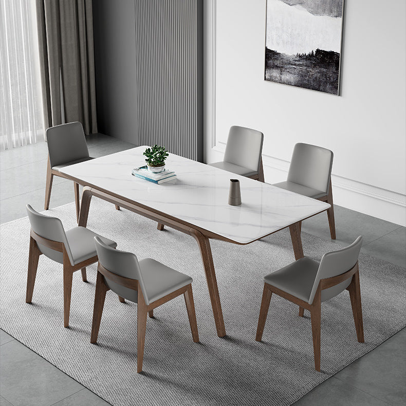Modern Style Rectangle Table Set 1/2/3/4/5/7 Pieces Dining Set with Wood Legs Clearhalo 'Dining Room Sets' 'Dining Tables & Seating' 'dining_room_set' 'furn' 'furn_dining_room_set' 'Furniture' 'Kitchen & Dining Furniture' 6593027
