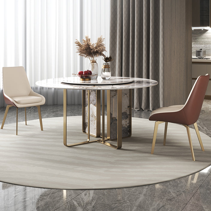 Round Dining Set 1/3/4/5/7 Pcs Stone Dining Table and Upholstered Chairs 3 Pieces: Table, 2 Chairs Clearhalo 'Dining Room Sets' 'Dining Tables & Seating' 'dining_room_set' 'furn' 'furn_dining_room_set' 'Furniture' 'Kitchen & Dining Furniture' 6593086