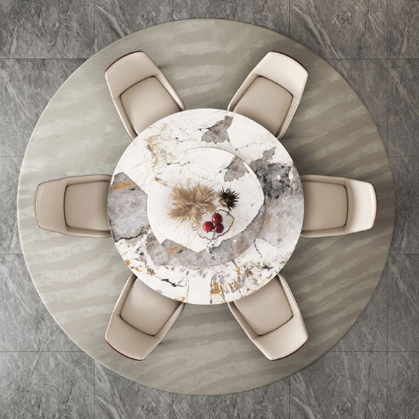 Round Dining Set 1/3/4/5/7 Pcs Stone Dining Table and Upholstered Chairs Clearhalo 'Dining Room Sets' 'Dining Tables & Seating' 'dining_room_set' 'furn' 'furn_dining_room_set' 'Furniture' 'Kitchen & Dining Furniture' 6593093