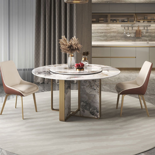Round Dining Set 1/3/4/5/7 Pcs Stone Dining Table and Upholstered Chairs Clearhalo 'Dining Room Sets' 'Dining Tables & Seating' 'dining_room_set' 'furn' 'furn_dining_room_set' 'Furniture' 'Kitchen & Dining Furniture' 6593094