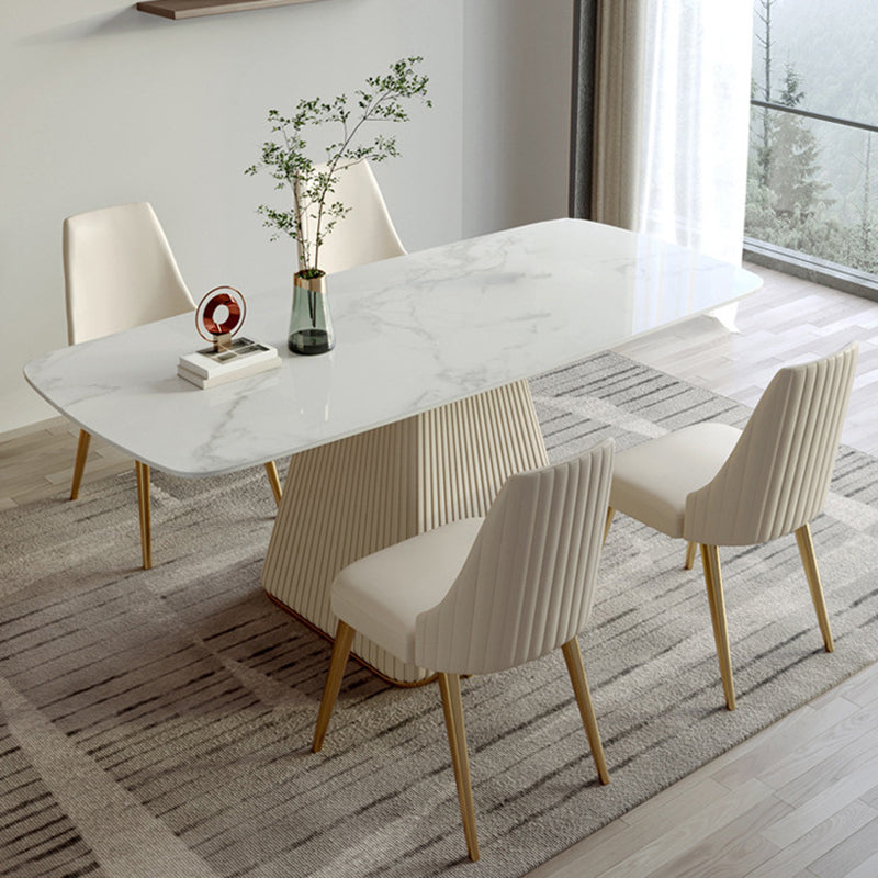 Glam Style Rectangle Table Set 1/4/5/6 Pieces Dining Set with Metal Legs