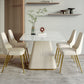 Glam Style Rectangle Table Set 1/4/5/6 Pieces Dining Set with Metal Legs