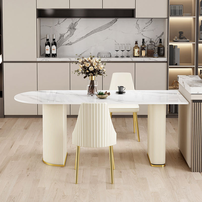 Ensemble de table de rectangle de style glam 1/2/3/5 Pièces Ensemble de restauration avec des jambes en métal