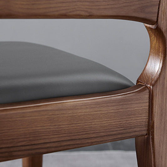 Contemporary Dining Chair Solid Wood Legs Side Chair in Walnut