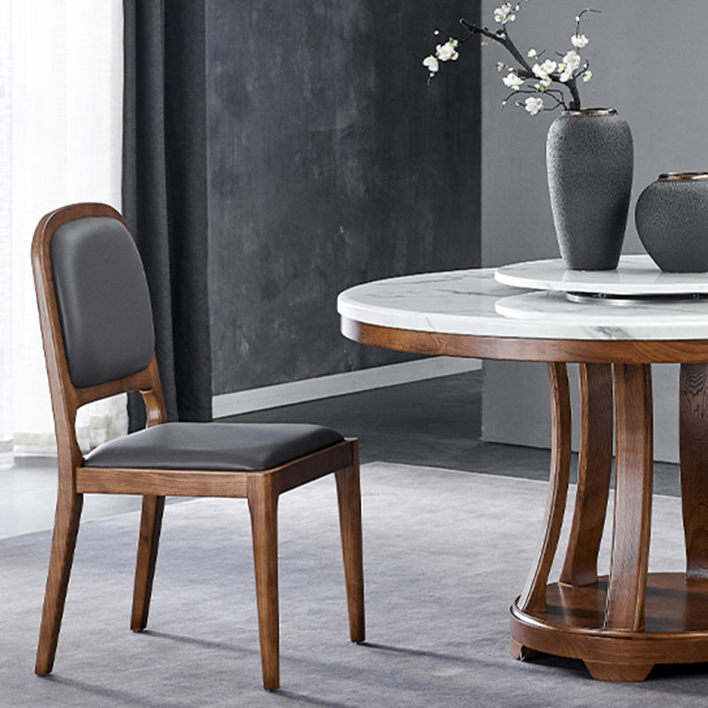 Chaise de salle à manger contemporaine Chaise latéral de jambes en bois massif en noyer