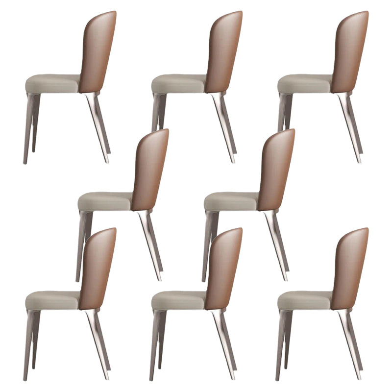 Faux Leather Side Chair Contemporary Armless Kitchen Dining Side Chair