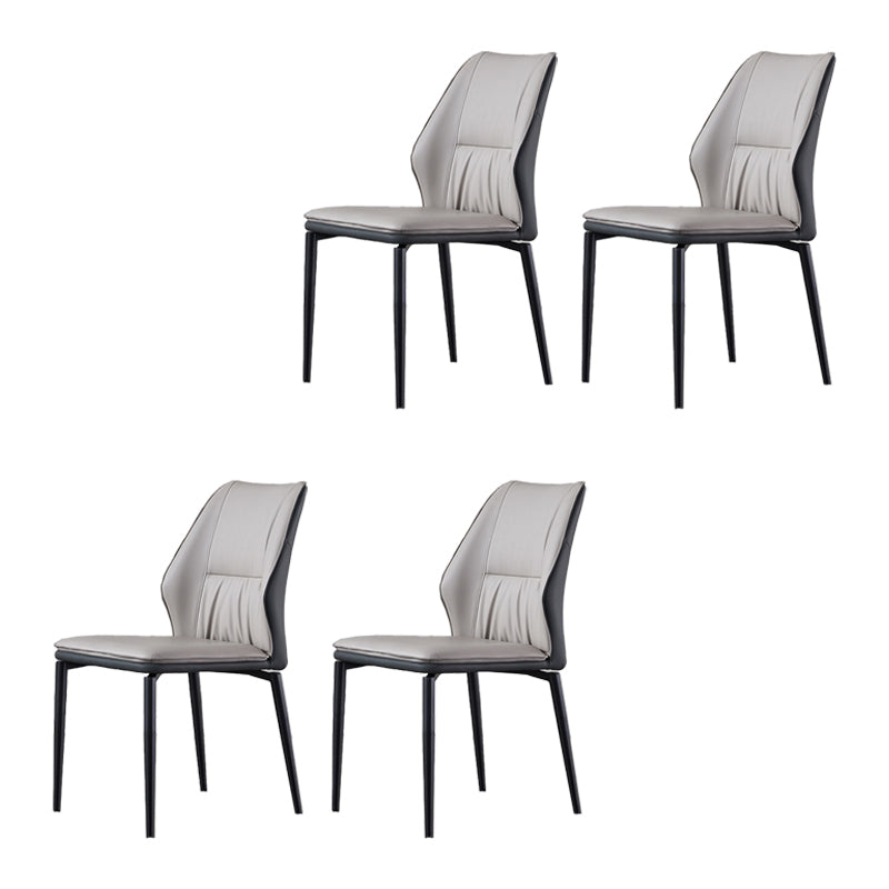 Industrial Dining Room Side Chair Metal Legs Wingback Chairs Cream Gray 4 Piece Set Clearhalo 'Dining Chairs' 'Dining Tables & Seating' 'dining_chair' 'furn' 'furn_dining_chair' 'Furniture' 'Kitchen & Dining Furniture' 6593760