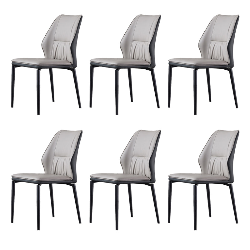 Industrial Dining Room Side Chair Metal Legs Wingback Chairs Cream Gray 6 Piece Set Clearhalo 'Dining Chairs' 'Dining Tables & Seating' 'dining_chair' 'furn' 'furn_dining_chair' 'Furniture' 'Kitchen & Dining Furniture' 6593763