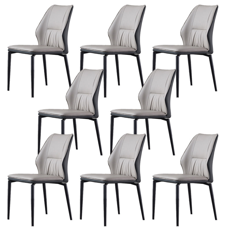 Industrial Dining Room Side Chair Metal Legs Wingback Chairs Cream Gray 8 Piece Set Clearhalo 'Dining Chairs' 'Dining Tables & Seating' 'dining_chair' 'furn' 'furn_dining_chair' 'Furniture' 'Kitchen & Dining Furniture' 6593765