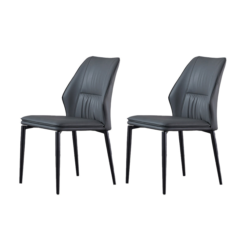Industrial Dining Room Side Chair Metal Legs Wingback Chairs Dark Gray 2 Piece Set Clearhalo 'Dining Chairs' 'Dining Tables & Seating' 'dining_chair' 'furn' 'furn_dining_chair' 'Furniture' 'Kitchen & Dining Furniture' 6593767