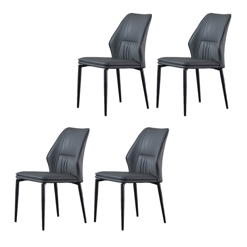 Industrial Dining Room Side Chair Metal Legs Wingback Chairs Dark Gray 4 Piece Set Clearhalo 'Dining Chairs' 'Dining Tables & Seating' 'dining_chair' 'furn' 'furn_dining_chair' 'Furniture' 'Kitchen & Dining Furniture' 6593769