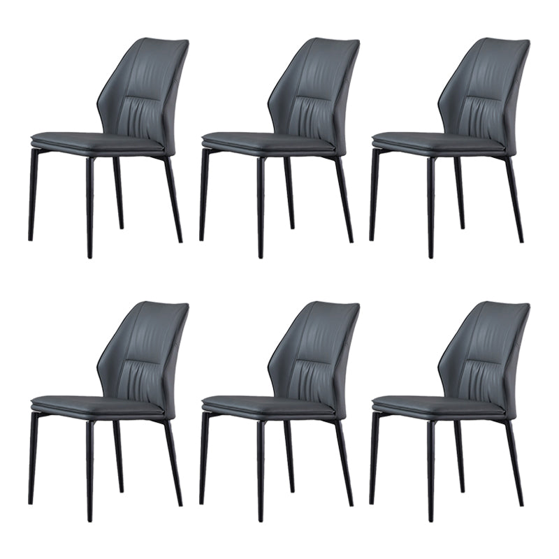 Industrial Dining Room Side Chair Metal Legs Wingback Chairs Dark Gray 6 Piece Set Clearhalo 'Dining Chairs' 'Dining Tables & Seating' 'dining_chair' 'furn' 'furn_dining_chair' 'Furniture' 'Kitchen & Dining Furniture' 6593771