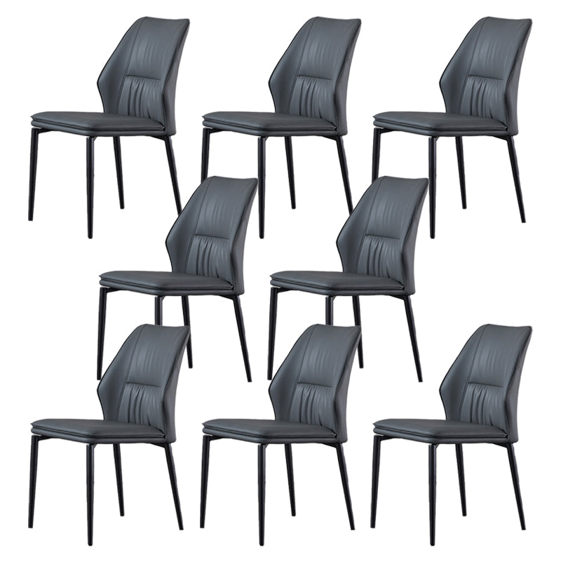 Industrial Dining Room Side Chair Metal Legs Wingback Chairs Dark Gray 8 Piece Set Clearhalo 'Dining Chairs' 'Dining Tables & Seating' 'dining_chair' 'furn' 'furn_dining_chair' 'Furniture' 'Kitchen & Dining Furniture' 6593773