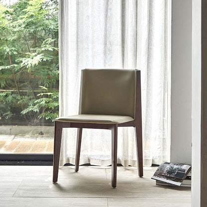 Armless Kitchen Dining Side Chair Faux Leather Chair with Wood Legs