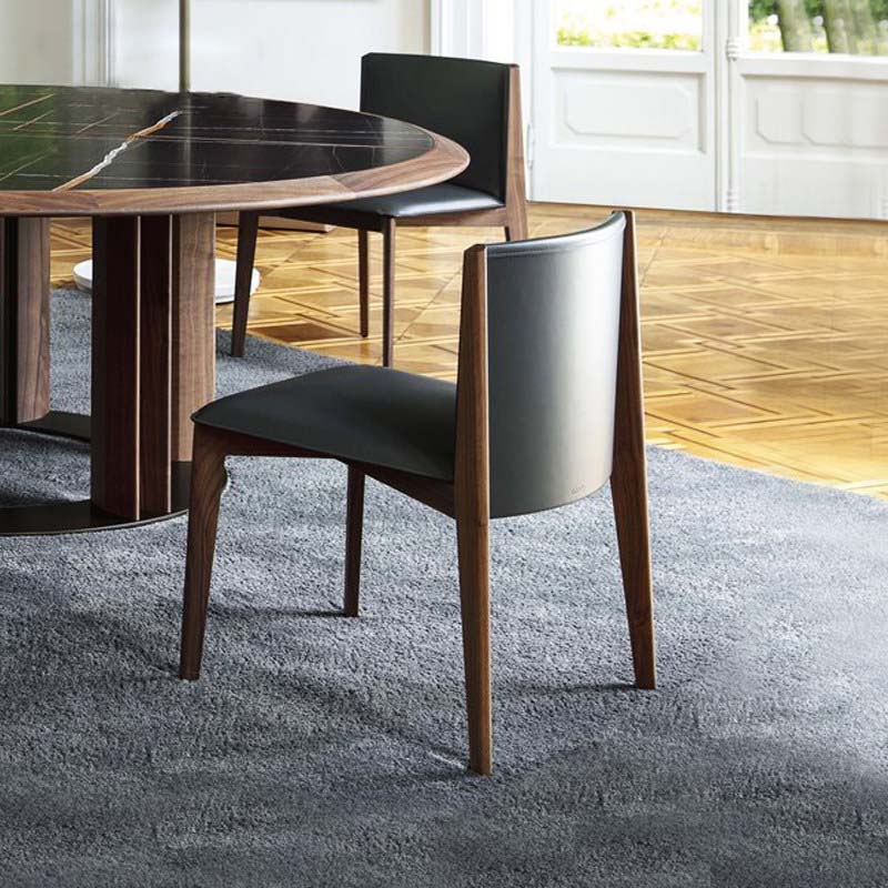 Armless Kitchen Dining Side Chair Faux Leather Chair with Wood Legs