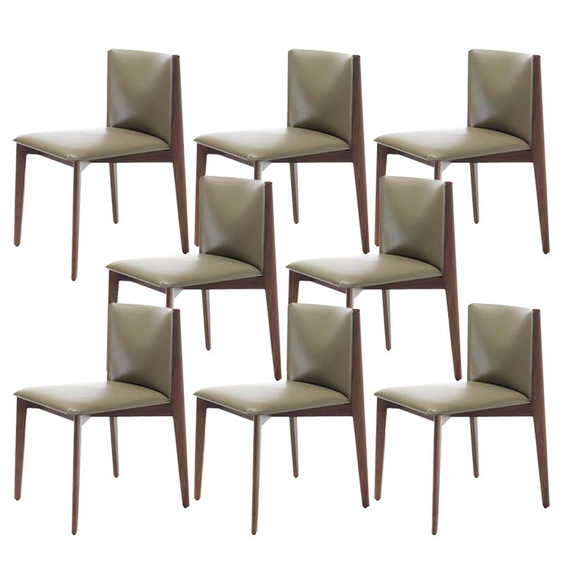 Armless Kitchen Dining Side Chair Faux Leather Chair with Wood Legs