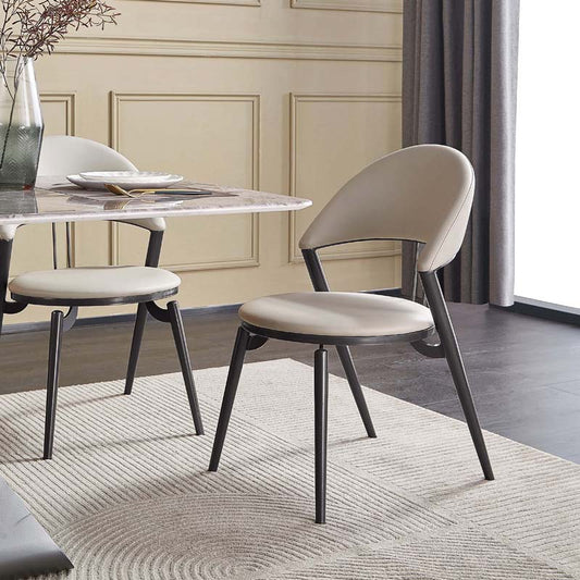 Armless Upholstered Dining Chairs Faux Leather Kitchen Dining Side Chair