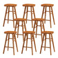 Contemporary Backless Bar Stools Solid Wood Dining Stool with Footrest