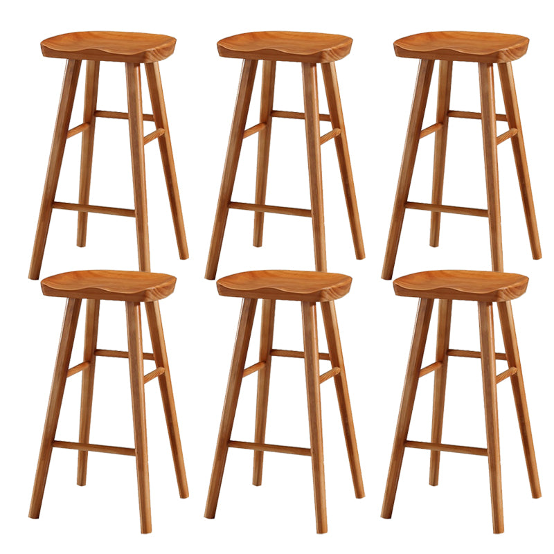 Contemporary Backless Bar Stools Solid Wood Dining Stool with Footrest