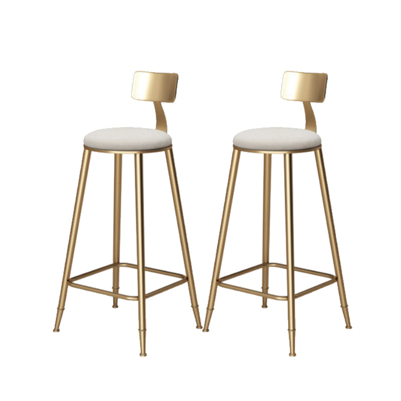 Glam Armless Backrest Counter Stool Iron Bar Stool with Cushion and Pedal for Balcony