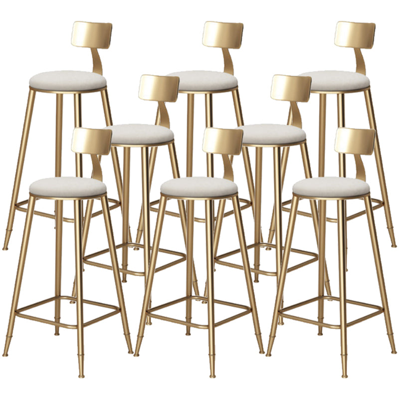 Glam Armless Backrest Counter Stool Iron Bar Stool with Cushion and Pedal for Balcony