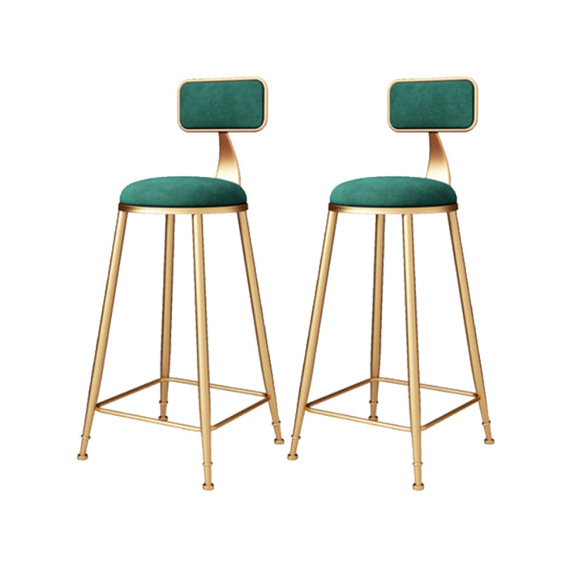 Glam Armless Backrest Counter Stool Iron Bar Stool with Cushion and Pedal for Balcony